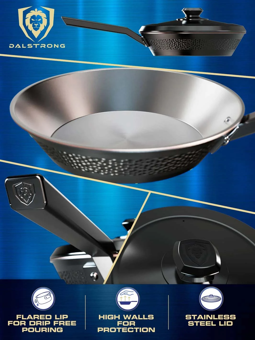 10" Frying Pan & Skillet | Hammered Finish Black | Avalon Series | Dalstrong © 6 10" Frying Pan & Skillet | Hammered Finish Black | Avalon Series | Dalstrong © - Image 4