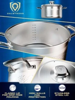 5 Quart Stock Pot | Hammered Finish Silver | Avalon Series | Dalstrong © -Dalstrong AV 5QT Stock Pot Silver MULTIANGLE2 WEB v2.01 1080x 92734ef8 4439 4522 ad43 579a7c86fee8