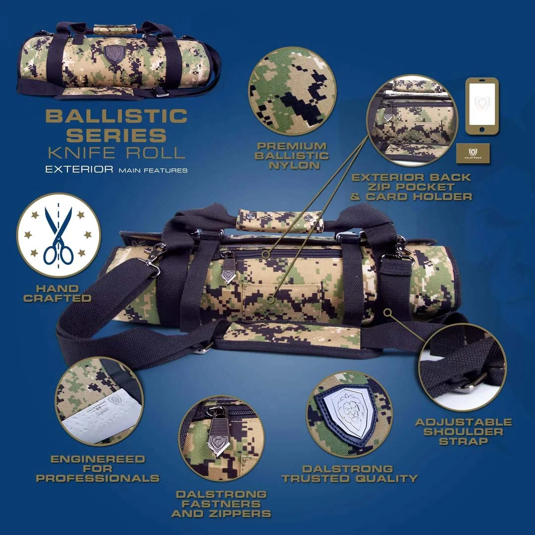 Premium Knife Roll | Camouflage | Ballistic Series | Dalstrong © 4 Premium Knife Roll | Camouflage | Ballistic Series | Dalstrong © - Image 2