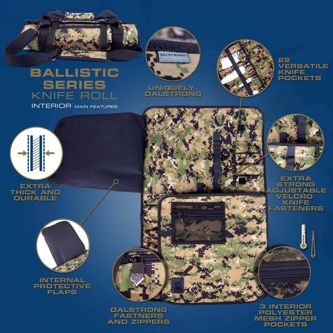 Premium Knife Roll | Camouflage | Ballistic Series | Dalstrong © 5 Premium Knife Roll | Camouflage | Ballistic Series | Dalstrong © - Image 3