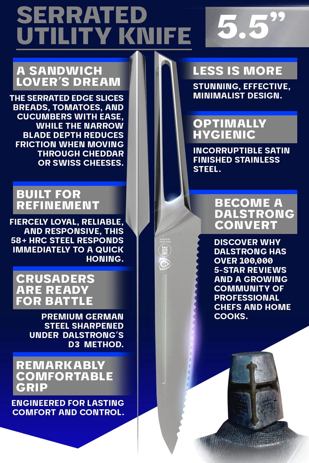 Serrated Utility Knife 5.5" | Crusader Series | NSF Certified | Dalstrong © 6 Serrated Utility Knife 5.5" | Crusader Series | NSF Certified | Dalstrong © - Image 4