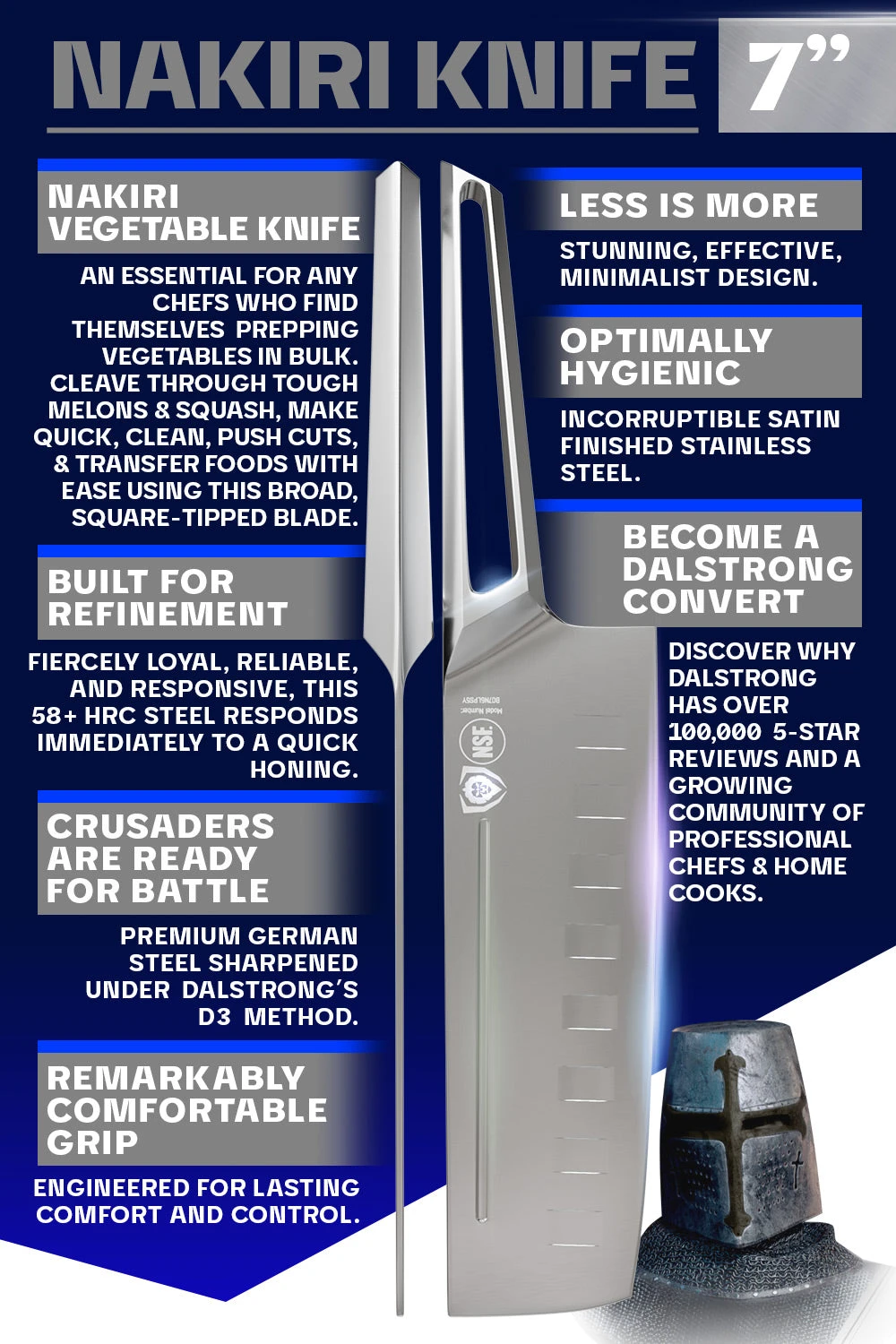 Nakiri Knife 7" | Crusader Series | NSF Certified | Dalstrong © 6 Nakiri Knife 7" | Crusader Series | NSF Certified | Dalstrong © - Image 4