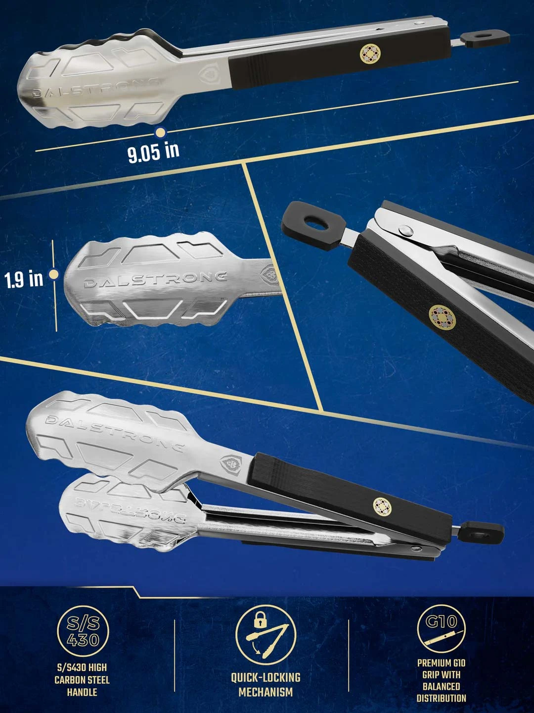 Food Tongs 9" | Stainless Steel Arms & Scalloped Tips | Dalstrong © 4 Food Tongs 9" | Stainless Steel Arms & Scalloped Tips | Dalstrong © - Image 2