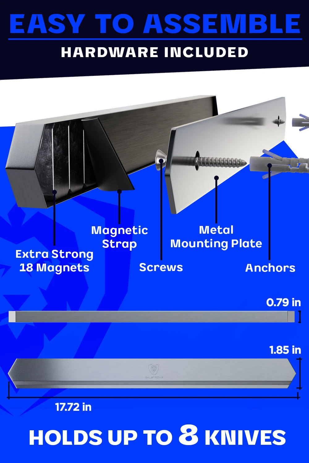 Magnetic Bar Stainless | Wall Knife Holder | Dalstrong © 6 Magnetic Bar Stainless | Wall Knife Holder | Dalstrong © - Image 4