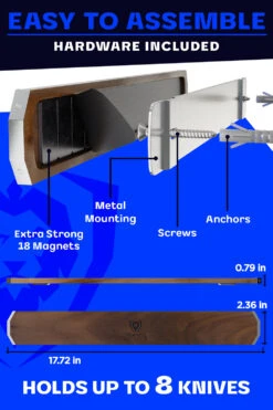 Magnetic Bar Walnut | Wall Knife Holder | Dalstrong © -Dalstrong DS Magnetic Knife Walnut wood Bar LISTING 3