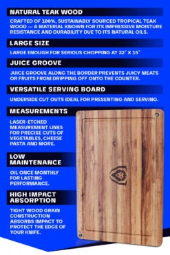 Teak Cutting Board | Large Size | Horizontal Grain | Dalstrong © 15 Teak Cutting Board | Large Size | Horizontal Grain | Dalstrong © -Dalstrong DS 22x15 Teak Borad LISTING 6 1