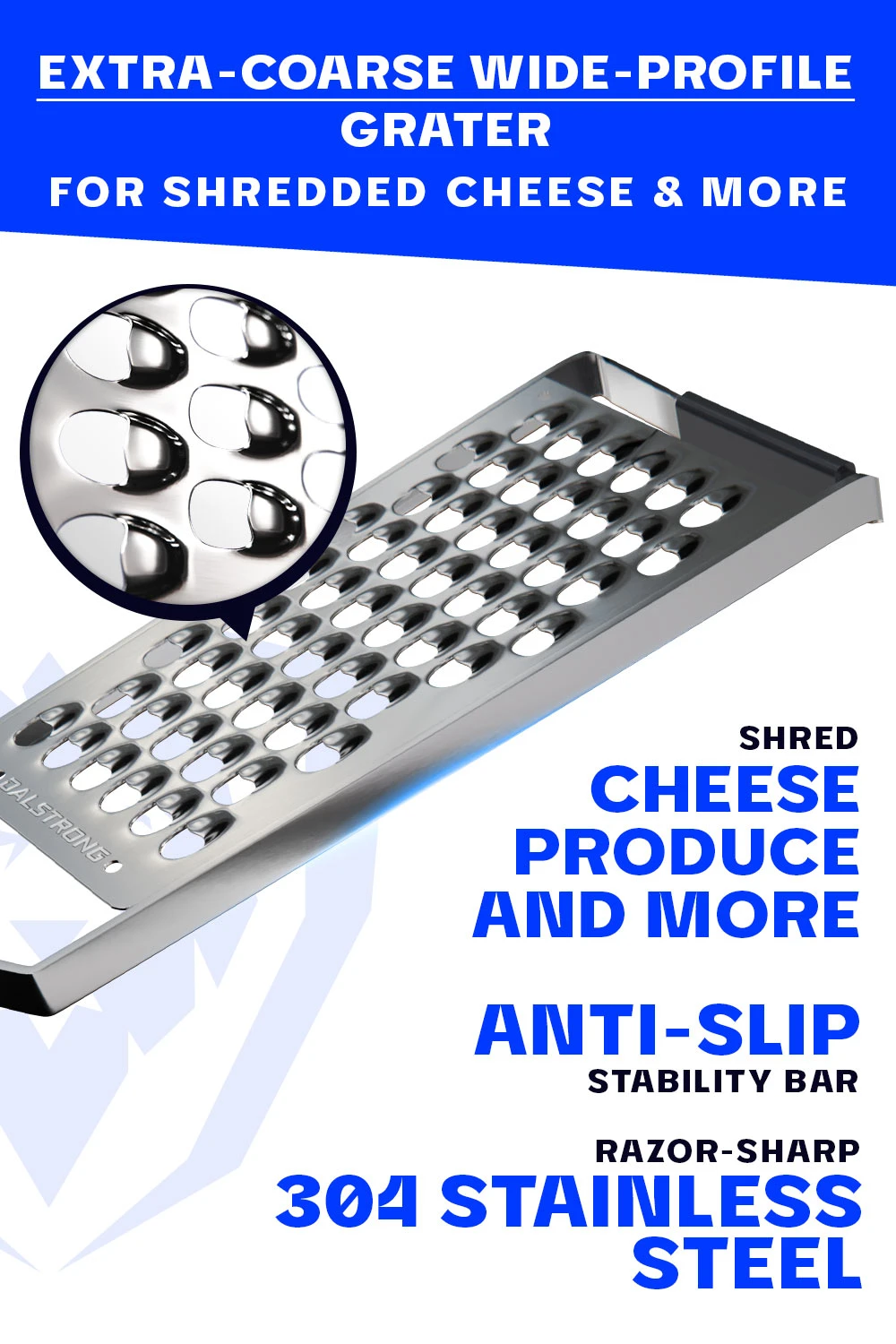 Professional Extra Coarse Wide Cheese Grater | Dalstrong © 4 Professional Extra Coarse Wide Cheese Grater | Dalstrong © - Image 2