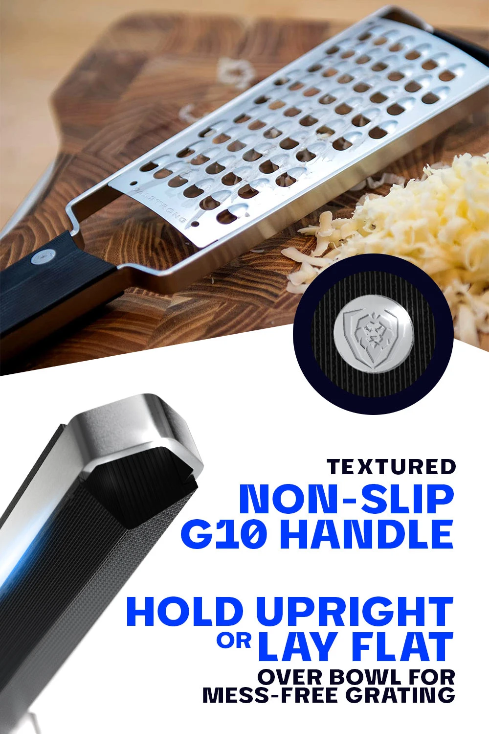 Professional Extra Coarse Wide Cheese Grater | Dalstrong © 5 Professional Extra Coarse Wide Cheese Grater | Dalstrong © - Image 3