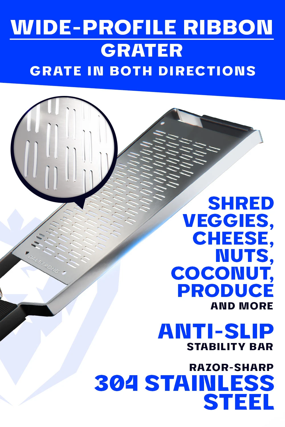 Professional Ribbon Wide Cheese Grater | Dalstrong © 4 Professional Ribbon Wide Cheese Grater | Dalstrong © - Image 2