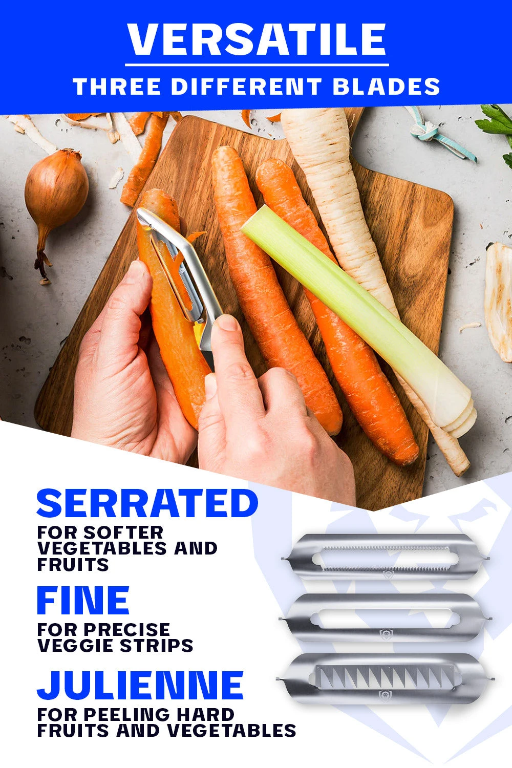 Swivel Straight Peeler | 3 Blades Case | Dalstrong © 5 Swivel Straight Peeler | 3 Blades Case | Dalstrong © - Image 3