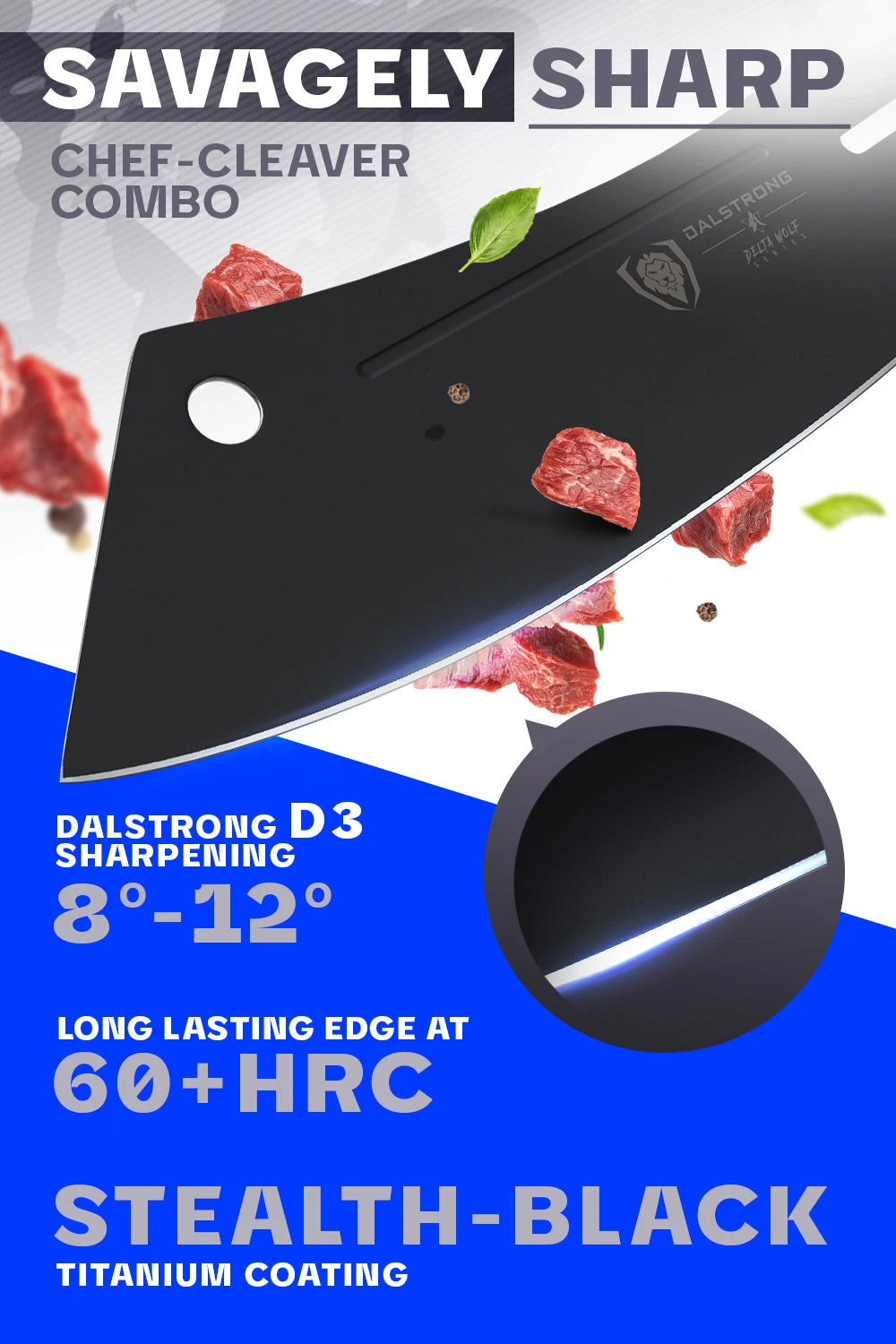 Chef & Cleaver Hybrid Knife 8" | Crixus | Delta Wolf Series | Dalstrong © 5 Chef & Cleaver Hybrid Knife 8" | Crixus | Delta Wolf Series | Dalstrong © - Image 3