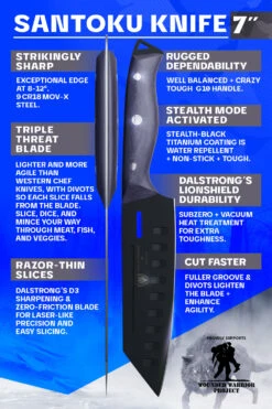 Santoku Knife 7" | Delta Wolf Series | Dalstrong © -Dalstrong DW 7in Santoku Knife Main Image 5