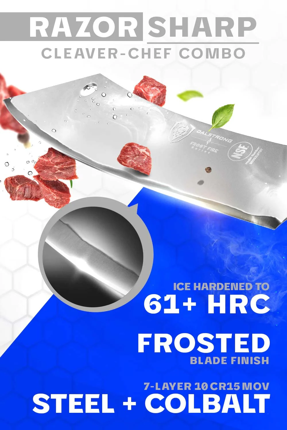 Chef & Cleaver Hybrid Knife 8" | The Crixus | Frost Fire Series | NSF Certified | Dalstrong © 4 Chef & Cleaver Hybrid Knife 8" | The Crixus | Frost Fire Series | NSF Certified | Dalstrong © - Image 2