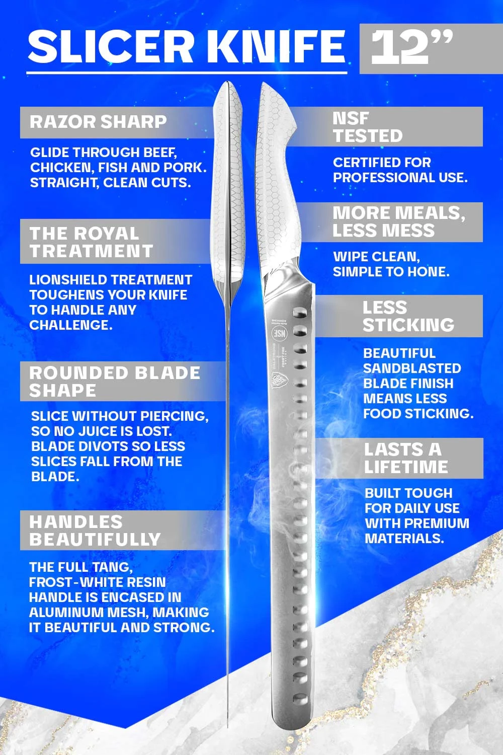 Slicing & Carving Knife 12" | Frost Fire Series | NSF Certified | Dalstrong © 6 Slicing & Carving Knife 12" | Frost Fire Series | NSF Certified | Dalstrong © - Image 4