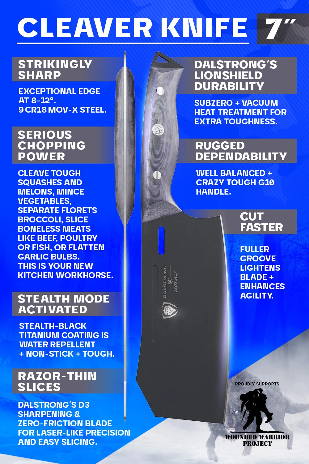 Cleaver Knife 7" | Delta Wolf Series | Dalstrong © 6 Cleaver Knife 7" | Delta Wolf Series | Dalstrong © - Image 4