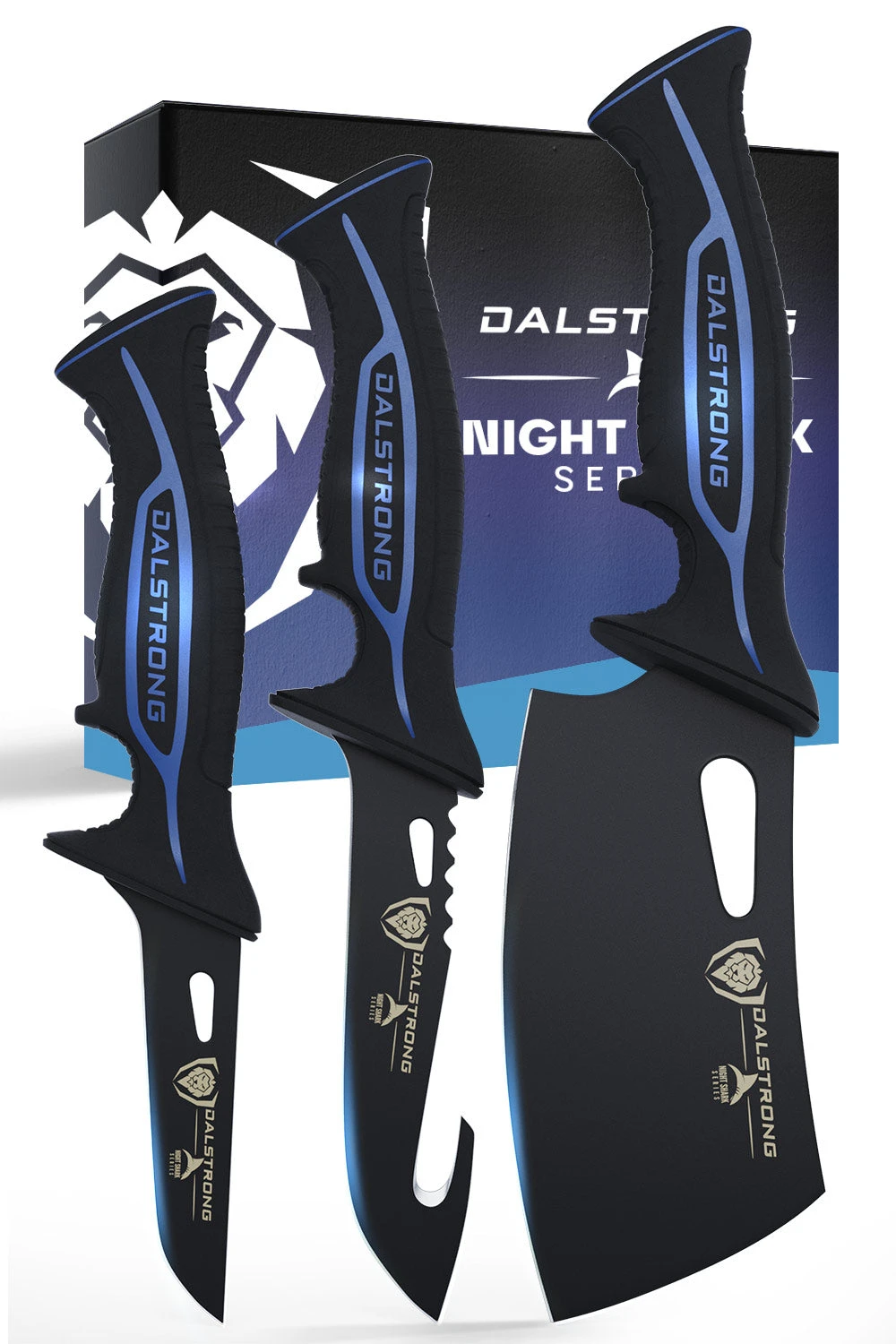 3-Piece Knife Set | Boning Knife, Hook Knife, Mini Cleaver | Night Shark Series | NSF Certified | Dalstrong © 3 3-Piece Knife Set | Boning Knife, Hook Knife, Mini Cleaver | Night Shark Series | NSF Certified | Dalstrong ©