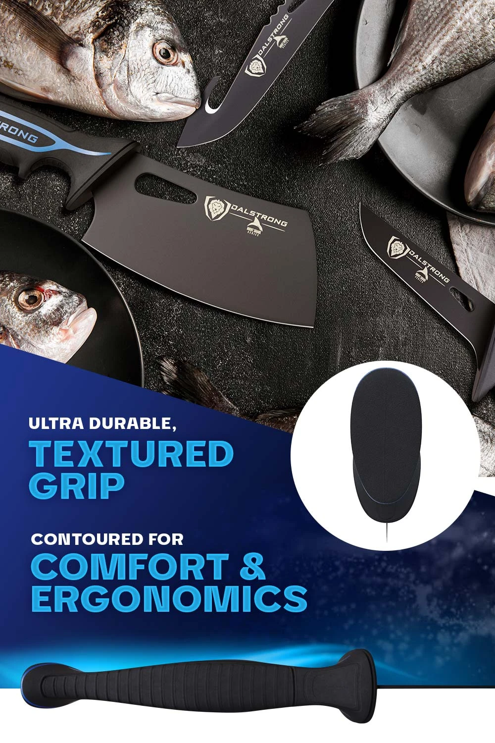 3-Piece Knife Set | Boning Knife, Hook Knife, Mini Cleaver | Night Shark Series | NSF Certified | Dalstrong © 7 3-Piece Knife Set | Boning Knife, Hook Knife, Mini Cleaver | Night Shark Series | NSF Certified | Dalstrong © - Image 5