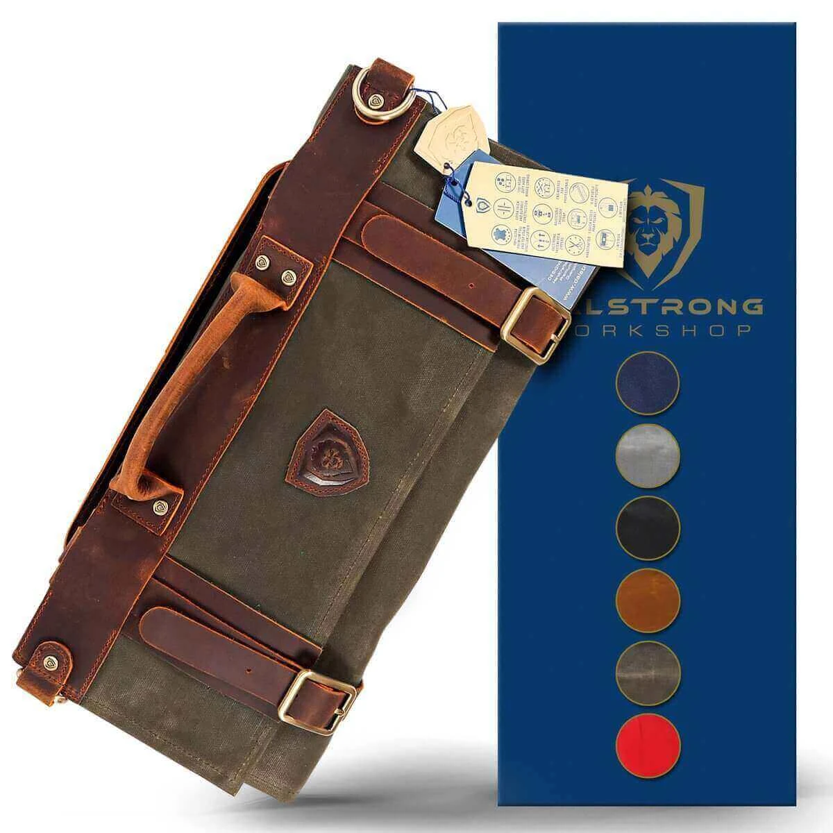 12oz Heavy Duty Canvas & Leather | Army Green | Nomad Knife Roll | Dalstrong © 3 12oz Heavy Duty Canvas & Leather | Army Green | Nomad Knife Roll | Dalstrong ©