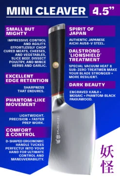 Mini Cleaver Knife 4.5" | Phantom Series | Dalstrong © -Dalstrong PS 4 5in Mini Cleaver PAKKA LISTING 5