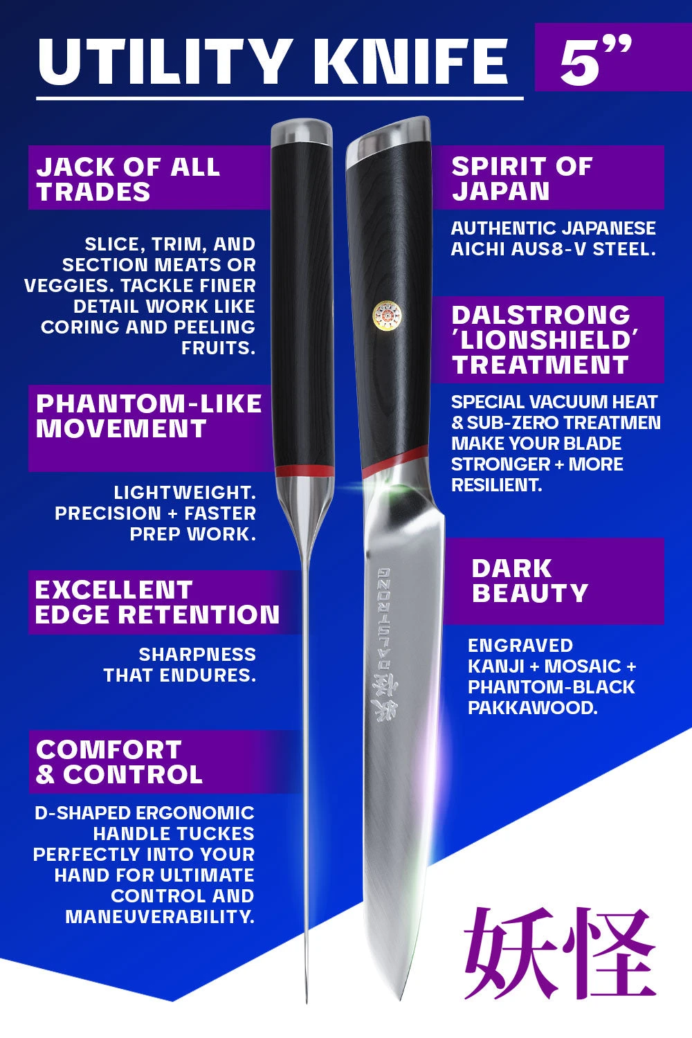 Utility Knife 5" | Phantom Series | Dalstrong © 7 Utility Knife 5" | Phantom Series | Dalstrong © - Image 5