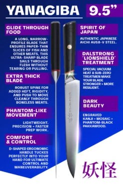 Yanagiba Slicer 9.5" | Single Bevel | Phantom Series | Dalstrong © 18 Yanagiba Slicer 9.5" | Single Bevel | Phantom Series | Dalstrong © -Dalstrong PS 9 5in Yanigaba PAKKA LISTING 5