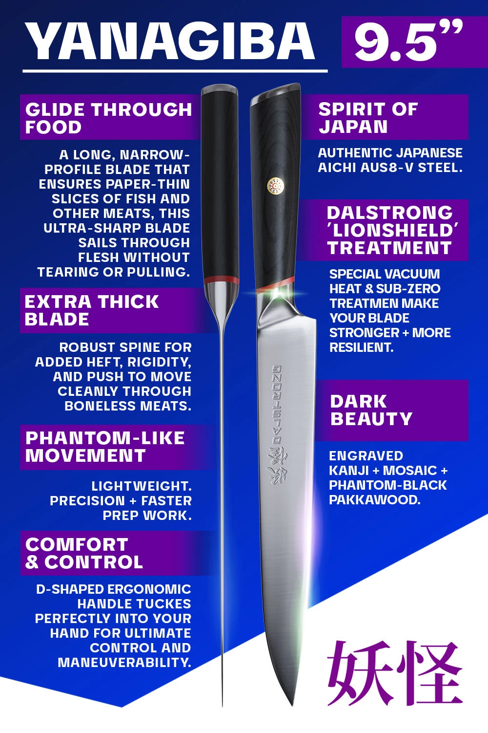 Yanagiba Slicer 9.5" | Single Bevel | Phantom Series | Dalstrong © 7 Yanagiba Slicer 9.5" | Single Bevel | Phantom Series | Dalstrong © - Image 5