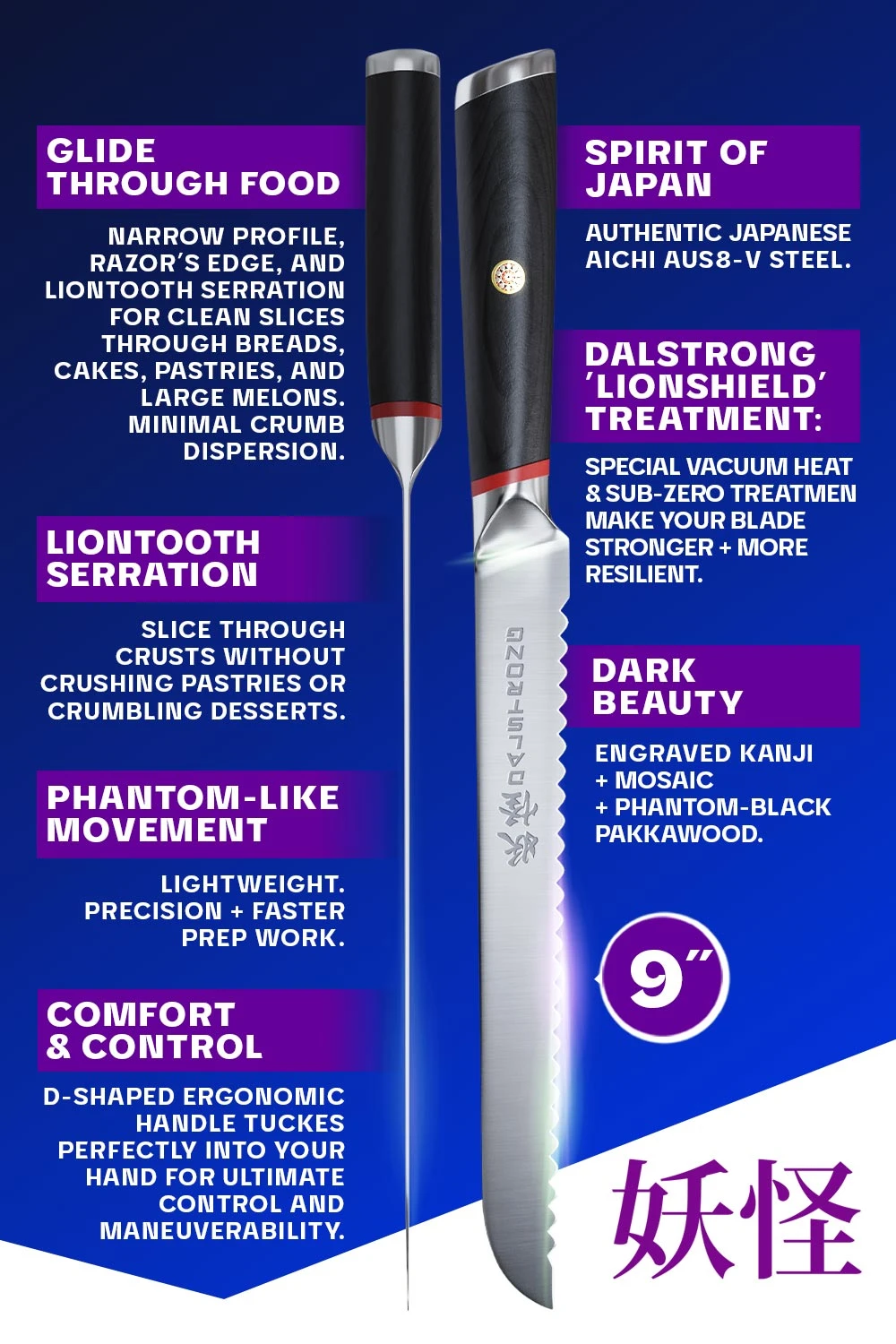 Serrated Bread Knife 9" | Phantom Series | Dalstrong © 7 Serrated Bread Knife 9" | Phantom Series | Dalstrong © - Image 5