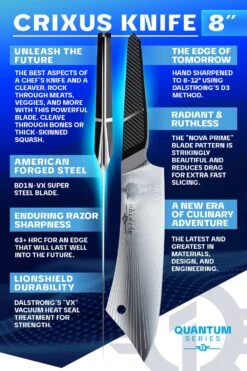 Chef & Cleaver Hybrid Knife 8" | Crixus | Quantum 1 Series | Dalstrong © -Dalstrong Q1S Crixus Knife 8in Editable 6