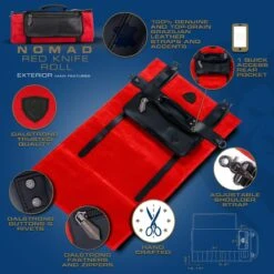 12oz Heavy Duty Canvas & Leather | Crimson Red | Nomad Knife Roll | Dalstrong © 10 12oz Heavy Duty Canvas & Leather | Crimson Red | Nomad Knife Roll | Dalstrong © -Dalstrong RED NOMAD Knife Roll image listing 2