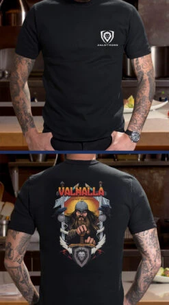 Valhalla Series Tee X Arik Roper Collab -Dalstrong Valhala MAN TATTOO BLACK T Shirt Front