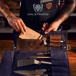 12oz Heavy Duty Canvas & Leather | Desert Drifter Brown | Nomad Knife Roll | Dalstrong © -Dalstrong location blue front 1 caa8418f 8e94 417f a857 8f311e6b2155